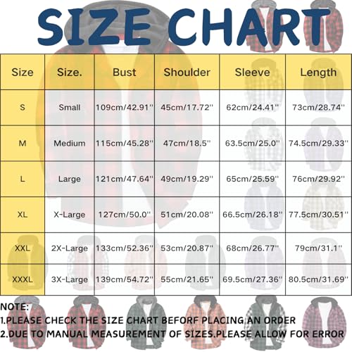ABABC Flannel Shirt for Men Long Sleeve Button Down Plaid Hoodies Jacket Casual Lightweight Hooded Shirt with Pockets2
