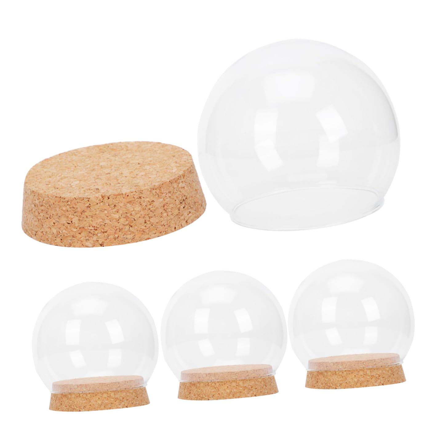 Couvercle décoratif en verre et liège 4 pièces, cloche de protection pour fleurs