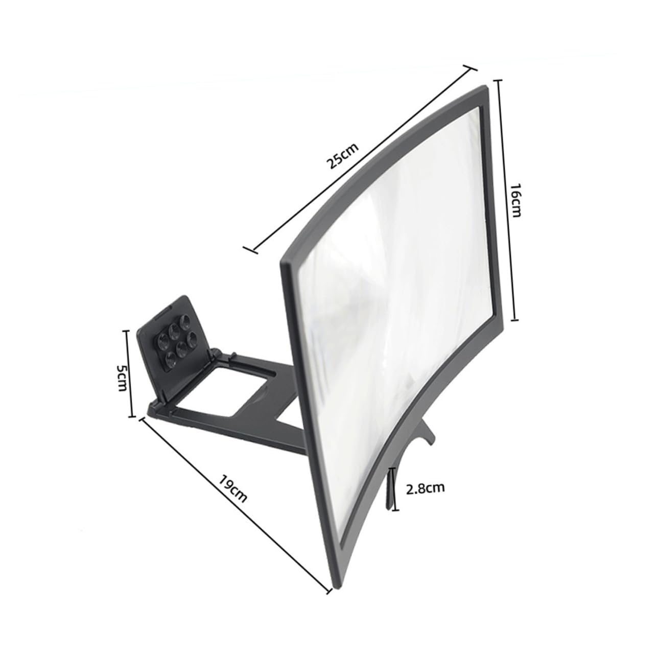 Amplificateur ÉCran TéLéPhone Portable Loupe 3D IncurvéE en Acrylique Abs Support Mobile Anti-Chute Facile À Utiliser pour Seniors Enfants