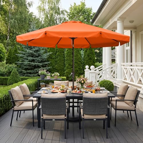 Image of ABCCANOPY 9ft Scalloped Patio Umbrella, Outdoor Table Umbrella with Tilt and Crank, Fiberglass Ribs Deck Umbrella for Patio, Pool, Garden, Picnic (Orange)