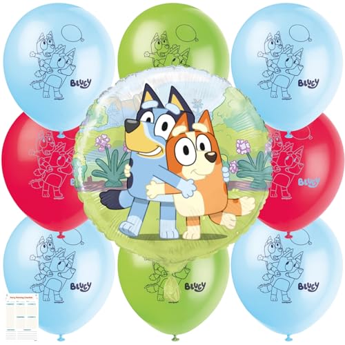 Unique Bluey Balloons Bundle - Bluey Themed Balloons Latex & Foil, with Checklist - Bluey Birthday Decorations, Bluey Party Supplies, Bluey Party Decorations