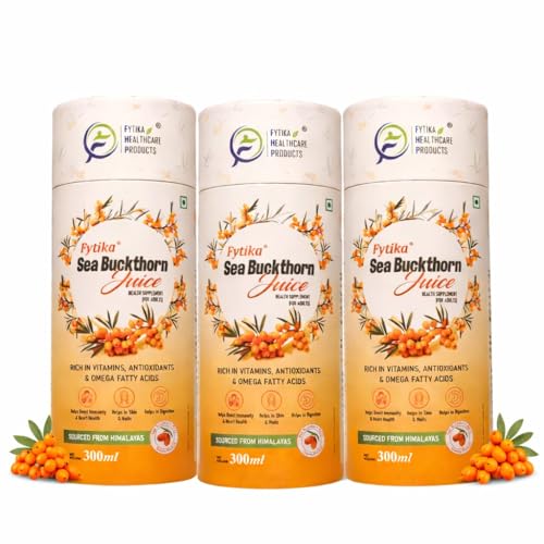 Fytika Sea Buckthorn Juice - 300 ML (PACK OF 3) | Pulp Concentrate Made for Your Total Body Care & Wellness | Rich in Vitamin C, Omega 3, 6, 7, 9 & An