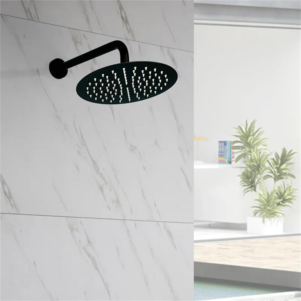 Generic Stainless Steel Chrome Shower Arm Bathroom Shower Holder Rod Round Shower Head Fixed Bathroom Hardware Accessories, Brushed Gold D