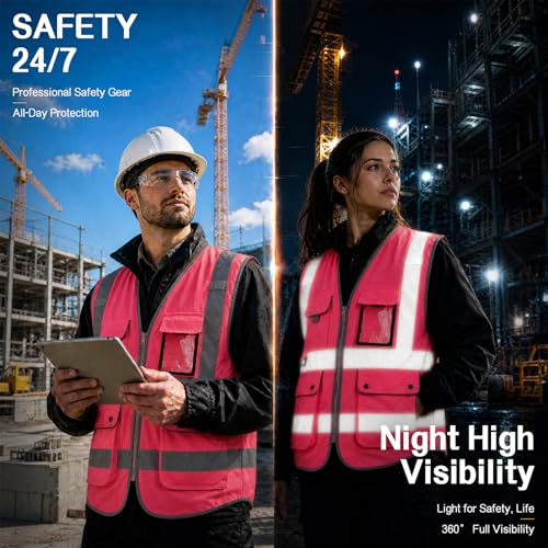 Image of XIAKE Reflective Safety Vest for Men & Women High Visibility Class 2 Vest with Pockets Meets ANSI Standards