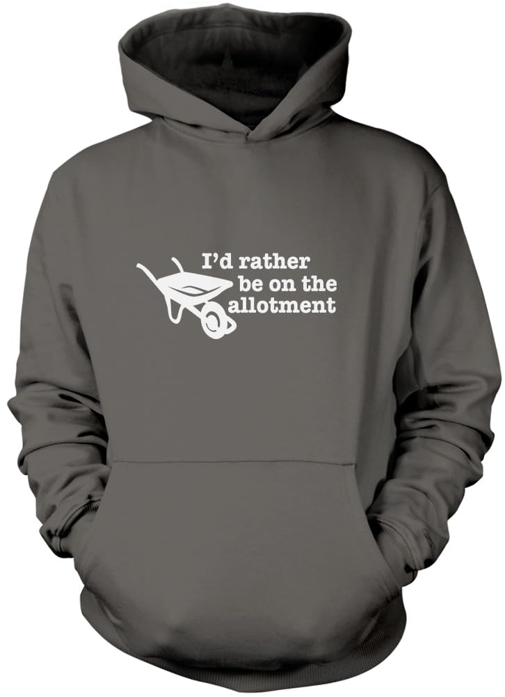 Hotscamp Boys Heather Grey I'd Rather Be On The Allotment Unisex Hoodie - Grey X-Large
