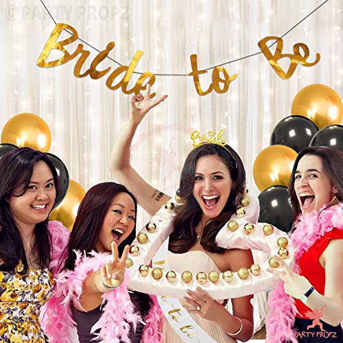 Image of Party Propz Bride to Be Decoration Set - 27 Pcs Bridal Shower Decorations Kit with Bride To Be Banner, Balloon & Sash, Bachelorette Party Props (Latex, Cardstock)