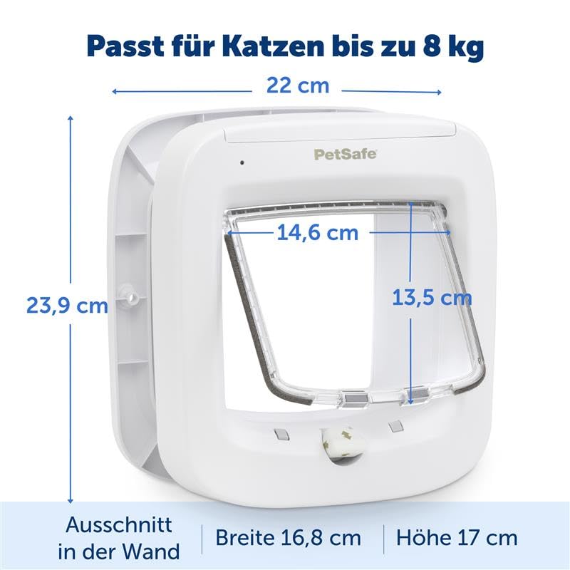 PetSafe Mikrochip Katzenklappe, Selektiver Zugang für Ihre Katze, hält fremde Tiere draußen, Katzen bis 7 kg, Weiß, 1 Stück (1er Pack)