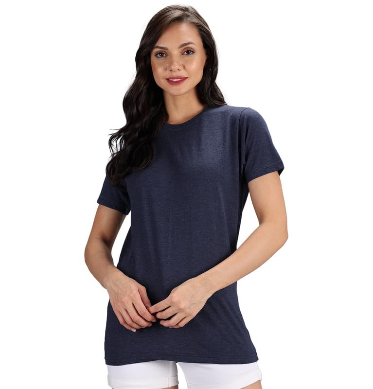 Image of Sleepynuts Women Boyfriend Plain Round Neck Half Sleeve T-Shirt