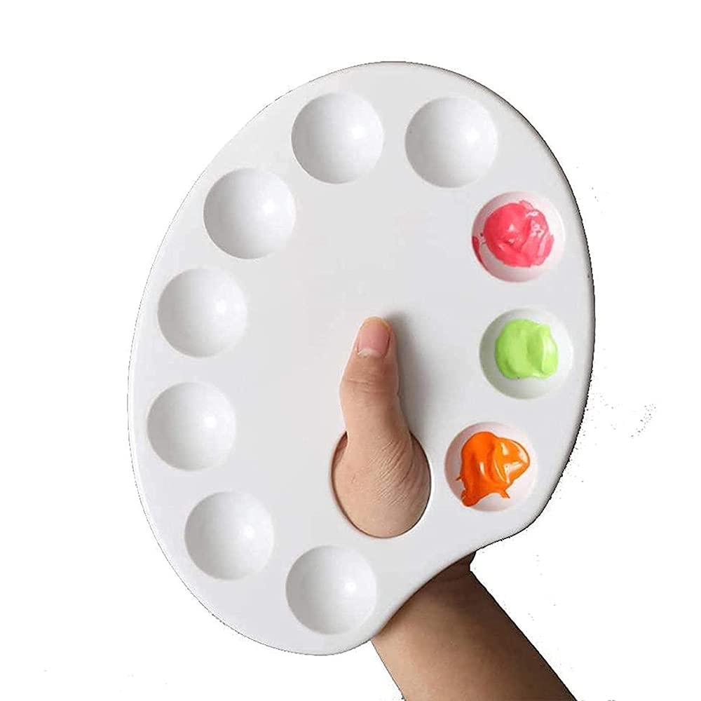 10-otworowa taca malarska w kształcie ryby, paleta gwaszów, paleta akrylowa, owalne plastikowe pudełko na farby, artysta DIY paleta malarska