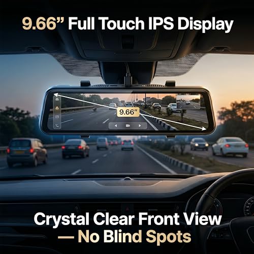 Image of Golens T10-G2C 2-Channel 4G Touch Screen Mirror Dash Cam for Car | Front 4K + Rear 1080P Dual Recording, GPS, ADAS, BSD, Parking Monitor, G-Sensor, Live View