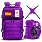 TROY HELMET BAGS Mochila táctica militar con porta casco para moto, equitación. Bolsa crossfit gimnasio. (Lila)