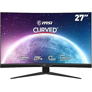 MSI G272C 27 Inch FHD Curved Gaming Monitor – 1000R 1920 x 1080 VA Panel, 170Hz / 1ms, FreeSync Premium – DP 1.2a, HDMI…