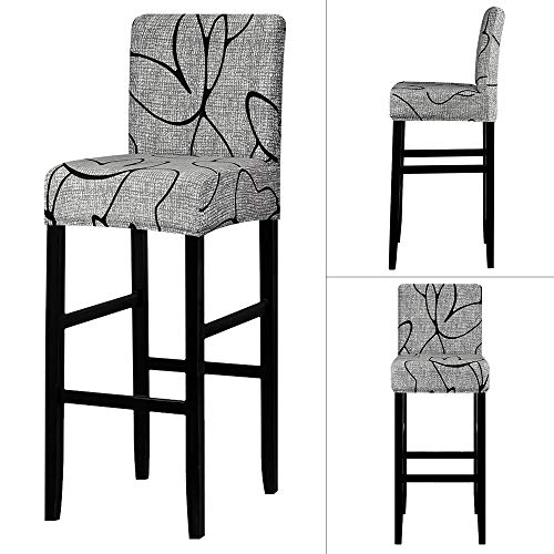 Image of Lellen Bar Stool Covers Set of 4 - Pattern Barstool Seat Covers,Stretch Bar Chair Covers,Removable Bar Stool Chair Covers,Chair Slipcovers,Stool Covers for Kitchen Dining Room Counter Island