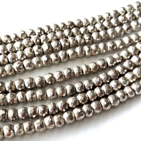 Perles en pyrite argentée facettées LKBEADS de 7mm pour la création de bijoux artisanaux