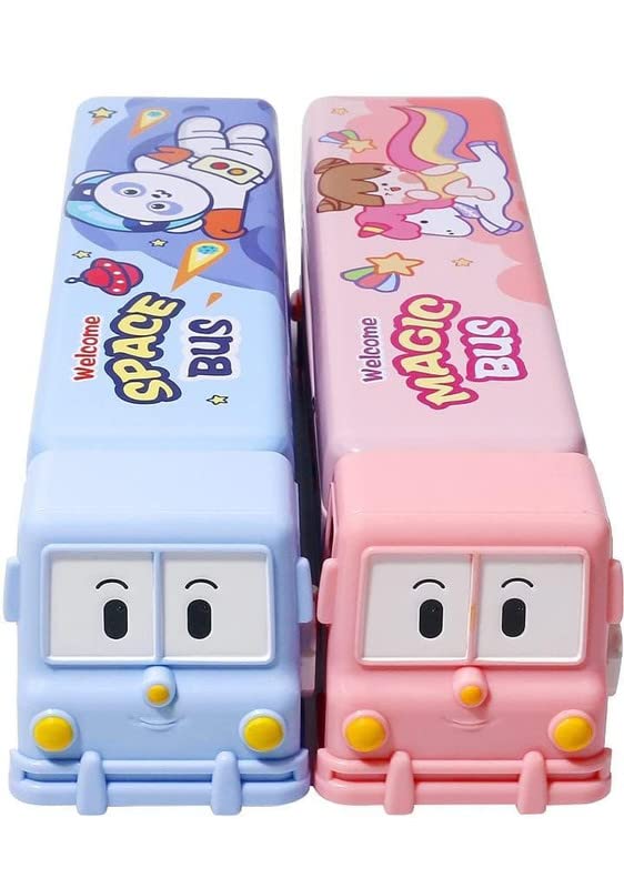 Image of Crackles Space Or Unicorn Printed Plastic Pencil Box with Moving Tyres and Sharpner for Boys /Girls Perfect and Childern Gifting,Multicolor