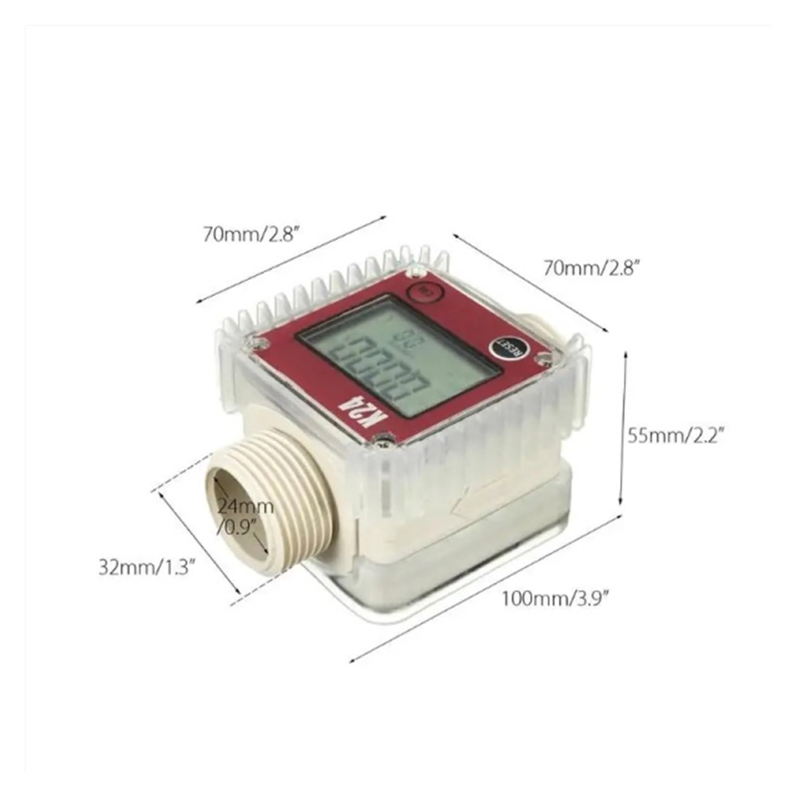 Flow Sensor Meter Digital Pipeline Water Flow Digital K24 Digital Flow Meter for Measuring Tools Flow Meter(RED)