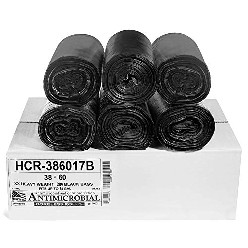 Image of Aluf Plastics 60 Gal Black Trash Bags, 38 inch x 60 inch