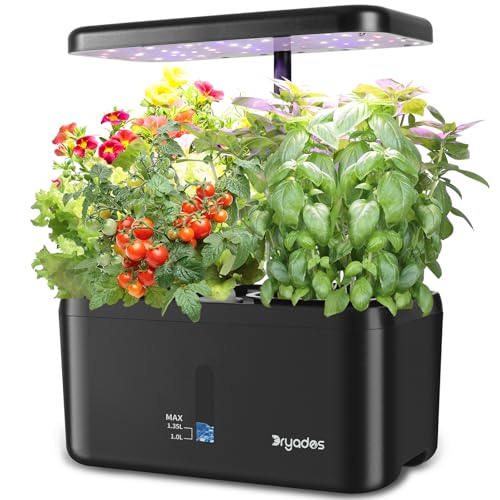 DRYADES Système de Jardin d’Intérieur 19 Watts LED Lumière de Culture Améliorée 2 Pots de Culture Auto-Arrosants pour Sol - Cadeaux de Jardinage pour...