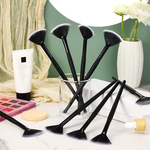 Image of 9 Pieces Facial Fan Mask Brushes, Soft Facial Applicator Brushes Tools for Peel Glycolic Makeup for Mud Cream(Black with White)
