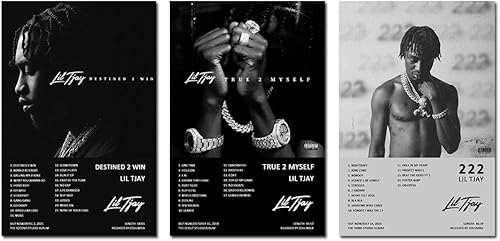 Lil Tjay - Pósteres de edición limitada (juego de 3) sin marco de 8 x 12 pulgadas (7.9 x 11.8 in) decoración de dormitorio, oficina, habitación,