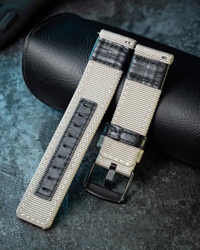 Bracelet de montre en toile 20mm agate interchangeable cuir véritable