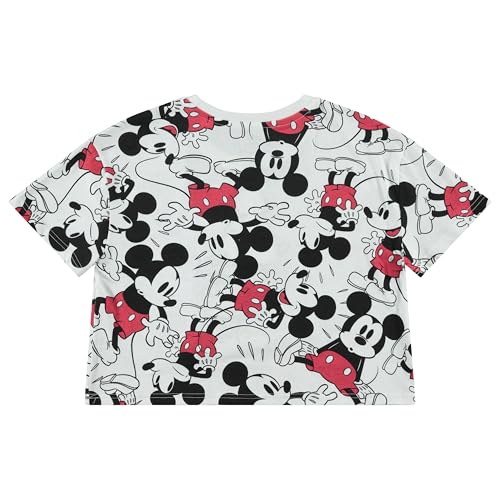 Disney Ladies Mickey Mouse Fashion Shirt Mickey Mouse Clothing - Mickey Mouse Allover Print Crop Top T-Shirt2