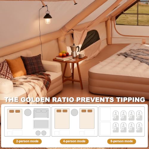 Image of Inflatable Camping Tent,2 /4 /6 /8 /10 Person Glamping Inflatable Tents, Quick Setup Blow Up Tents with Pump, Waterproof Inflatable Tent for Camping, Air Glamping Tents for Adult