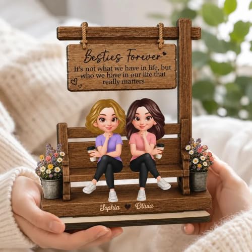Personalized Besties Forever It's Not What We Have In Life 2-Layered Wooden Plaque, Gift for Best Friend, Besties, Sisters on Birthday Christmas - Image 3