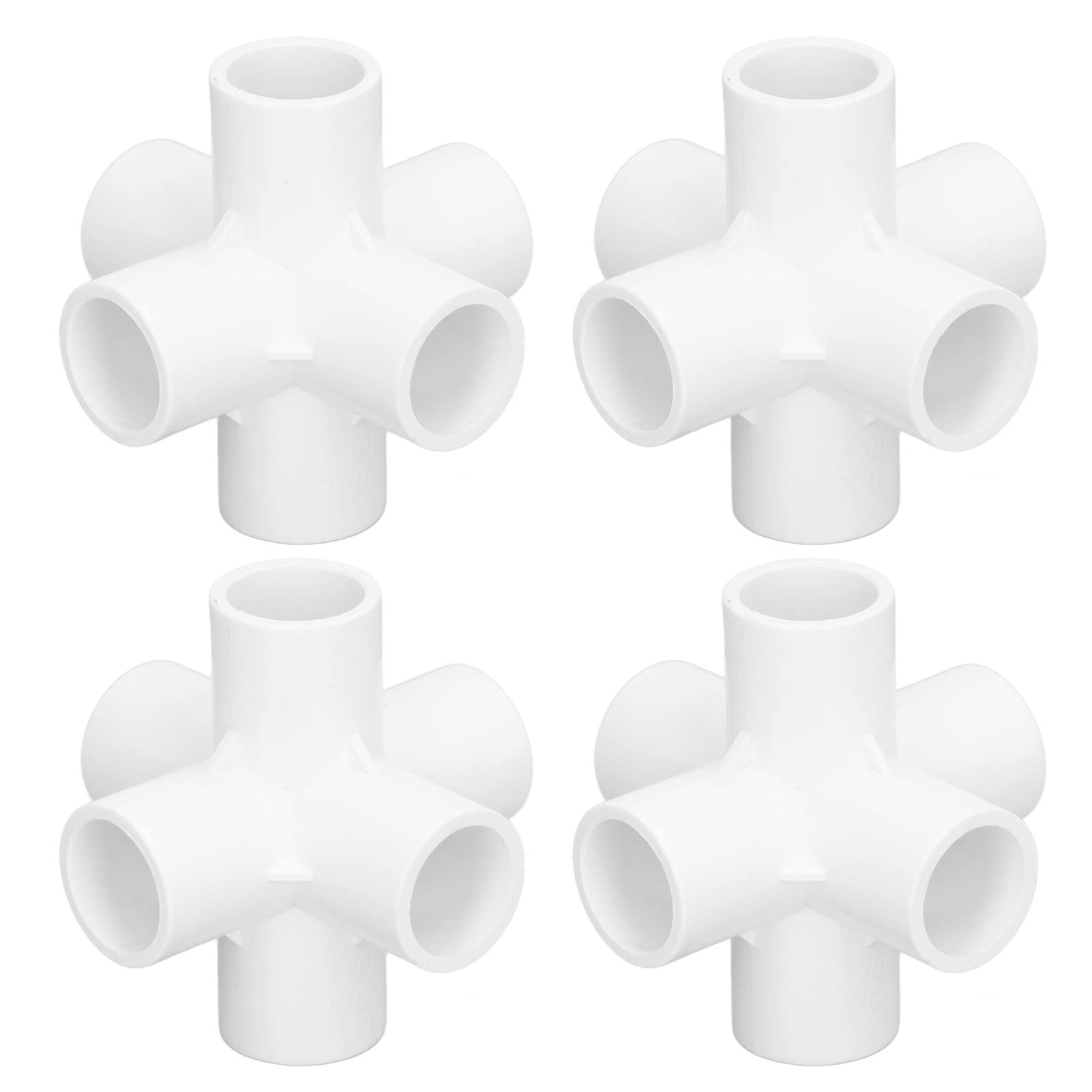 PVC Corner Connector Good Stability 10 Pcs Standard Size 25mm Inner Diameter 6 Way Pipe Fittings For Outdoor Tent For Home Furniture (White)