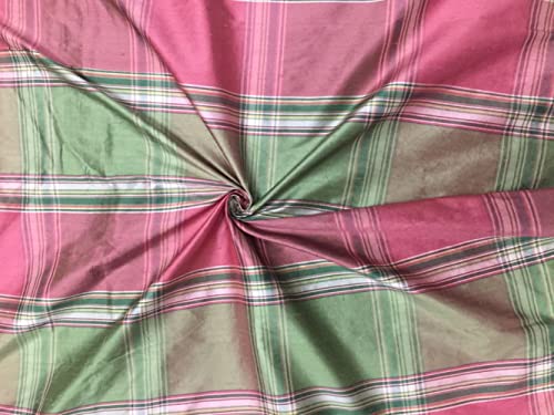 Pure soie Dupioni rose et vert de 137 cm, l'étoffe de luxe aux soies slubs DUPC124