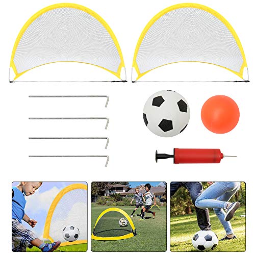 Iraza Ensemble But de Foot Enfant Exterieur Pliable, 2pcs Cage de Foot Portable, But de Football pour Enfant, Mini But de Foot Enfant Exterieur avec Sac de Transport pour Plage Jardin 60x40x40cm Cover