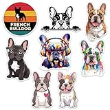 French Bulldog Sticker 8 Pcs (Large Size) Frenchie Vinyl Stickers Laptop Waterproof Decal for Car Bumper Water Bottle Window Funny Party Birthday Decorations - Size 4 Inches