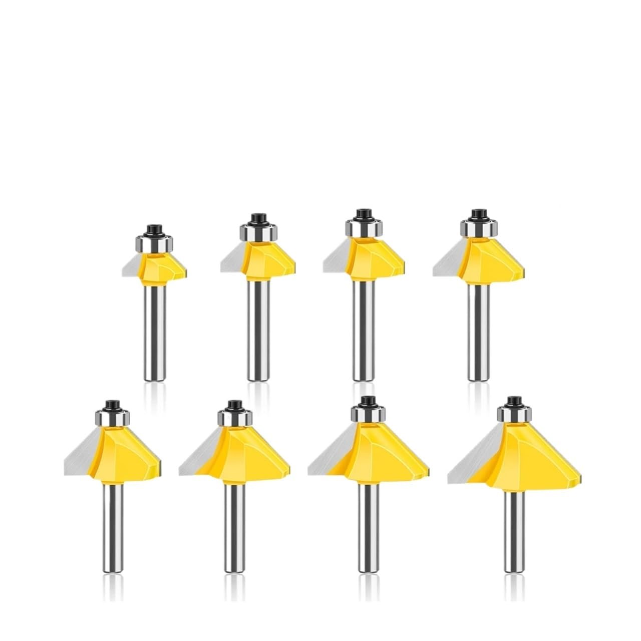 1/8 Sztuk 8mm Shank 45 Stopni Skos Frez Do Obróbki Drewna Maszyna Przycinania Grawerowania Narzędzia(8PCS SET 8mm Shank)