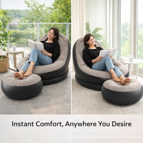 Sofá inflable con otomana Zerodis y sillón reclinable plegable para salón 7