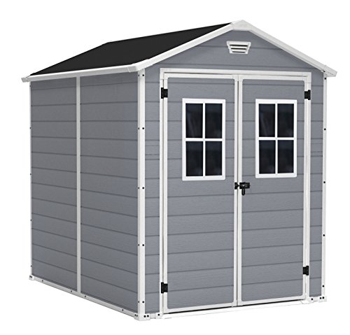 Keter/CHALET ET JARDIN 12-929579 Premium 86 Abri Double Porte avec Fenêtres Résine Gris 186 x 237 x 227 cm