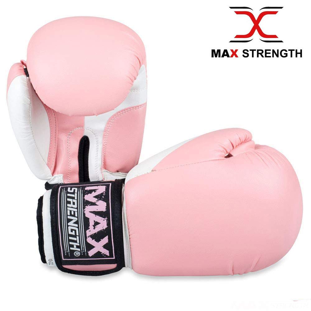 MAXSTRENGTH Rękawice bokserskie uderzające zestaw tarcza hak i dżab dziurkowanie cel trening kickshield dziurkowanie torby klocki MMA (różowy/biały, 237 ml)