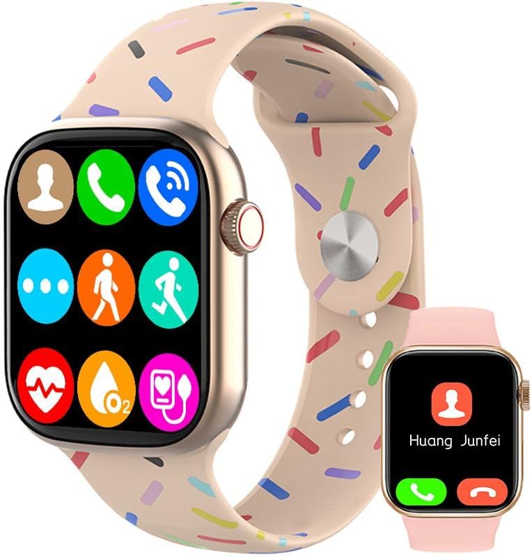 Wzpiss Reloj inteligente compatible con teléfonos Android Bluetooth, reloj inteligente para hombres, mujeres y niños, pantalla táctil completa,