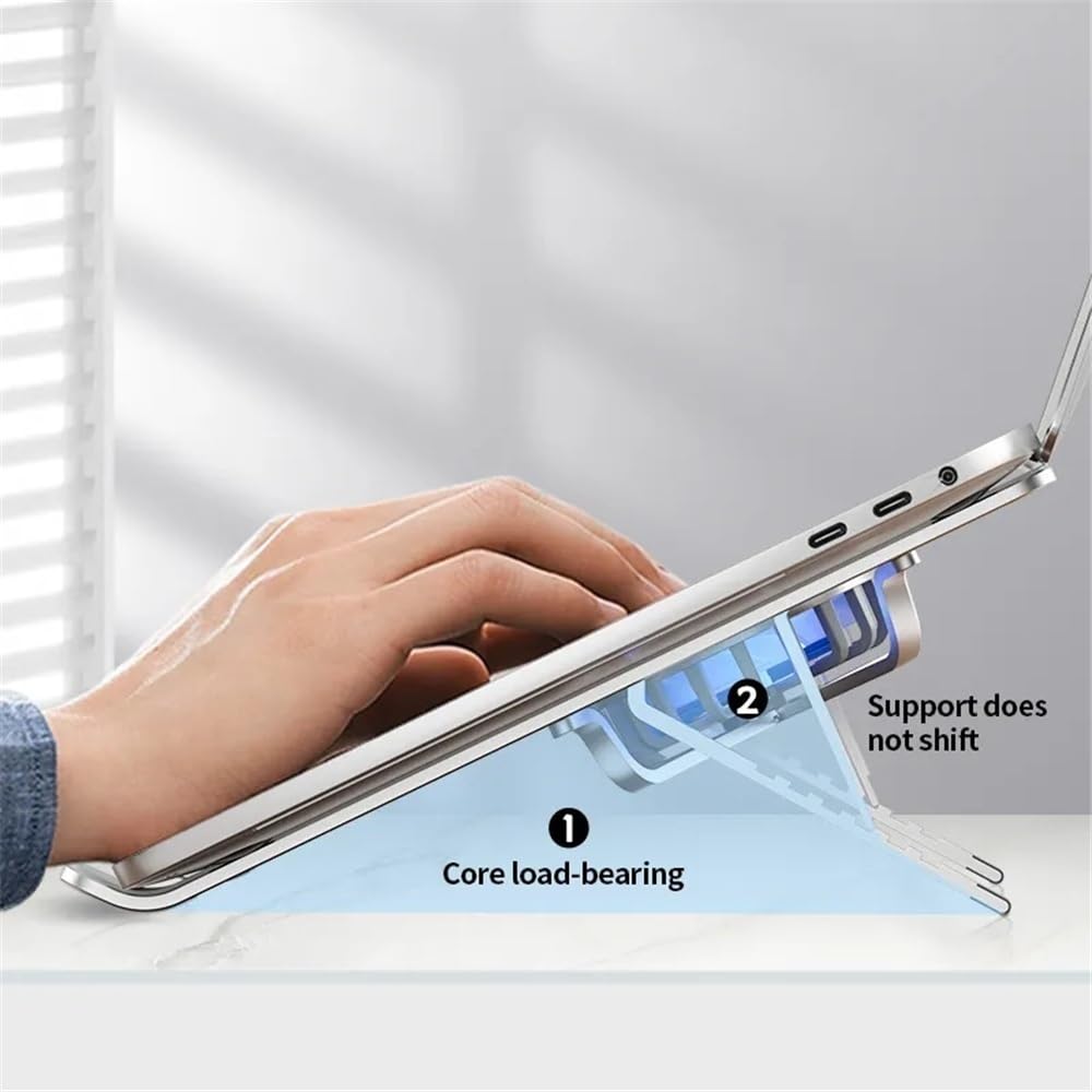 Podstawka pod laptopa, Laptop Cooler Base Stand Dual Fan Foldable Laptop Cooling Pad Aluminum Portable Bracket(Gray)