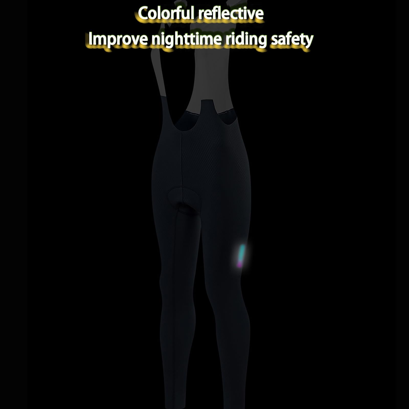 Cuissard Long Femme Cyclisme avec Bretelles, Séchage Rapide, Combinaison VTT Rembourrée, Cuissard Vélo Route Respirant,Black-L