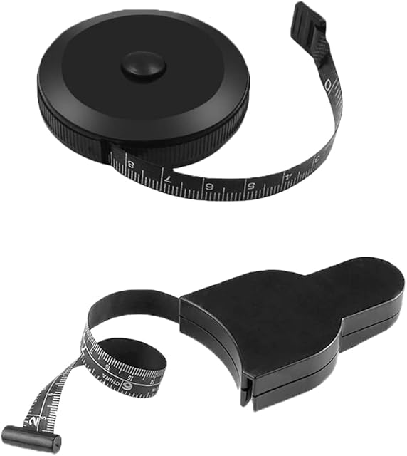 2 Pieces 60 Inch Body Measure Tape Set, Retractable Mini Ruler Include Lock Pin and Push Button Retract Measuring Tape for Sewing Tailor Fabric Body Measurements, Black