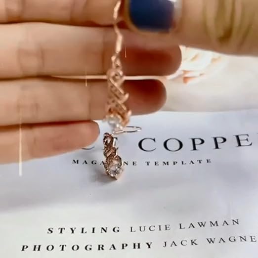 Orecchini Pendenti A Goccia In Oro Rosa 14k - Simbolo Infinito Con Cubico Zirconia - Gioielli Ipoallergenici Per Donna Con Orecchie Sensibili - Regalo Elegante Per Matrimonio - 2