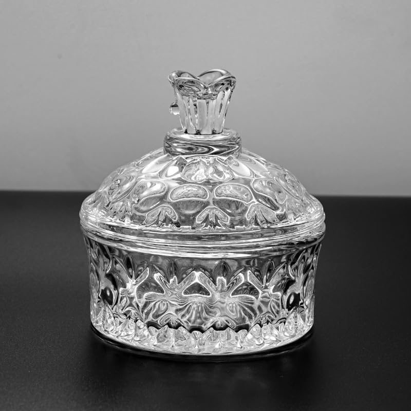 4PCS Zuccheriera di Vetro con Coperchio, Vetro Candy Sweet Jar, Cristallo Coperto Candy Buffet Jar, Piccoli Barattoli con Coperchi, Festa di Nozze Buffet Casa Decorativa