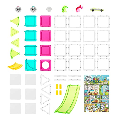 Squaregles Warmup Set (54 Pieces) + Oggs Castle Expansion Set Magnetic Building Blocks, Kids Magnetic Tiles Stem Toys For Kids 4-12 Year Olds #TOP2