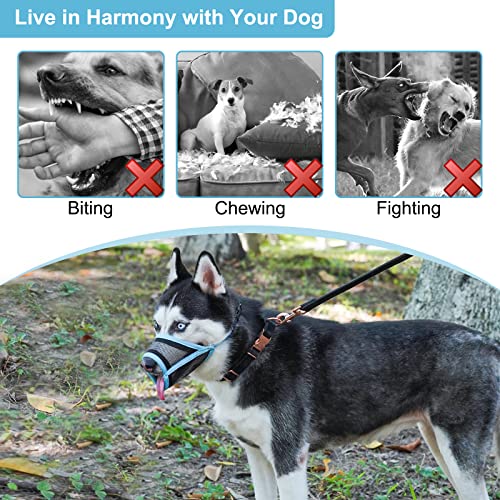 Mesh Dog Muzzle For Small Medium Large Dogs, Soft Dog Muzzle To Prevent Biting Chewing And Certain Barking, Drinkable Breathable Adjustable Puppy Muzzle (Baby Blue, Xs(Snout: 3¼"-4¼")) #TOP5