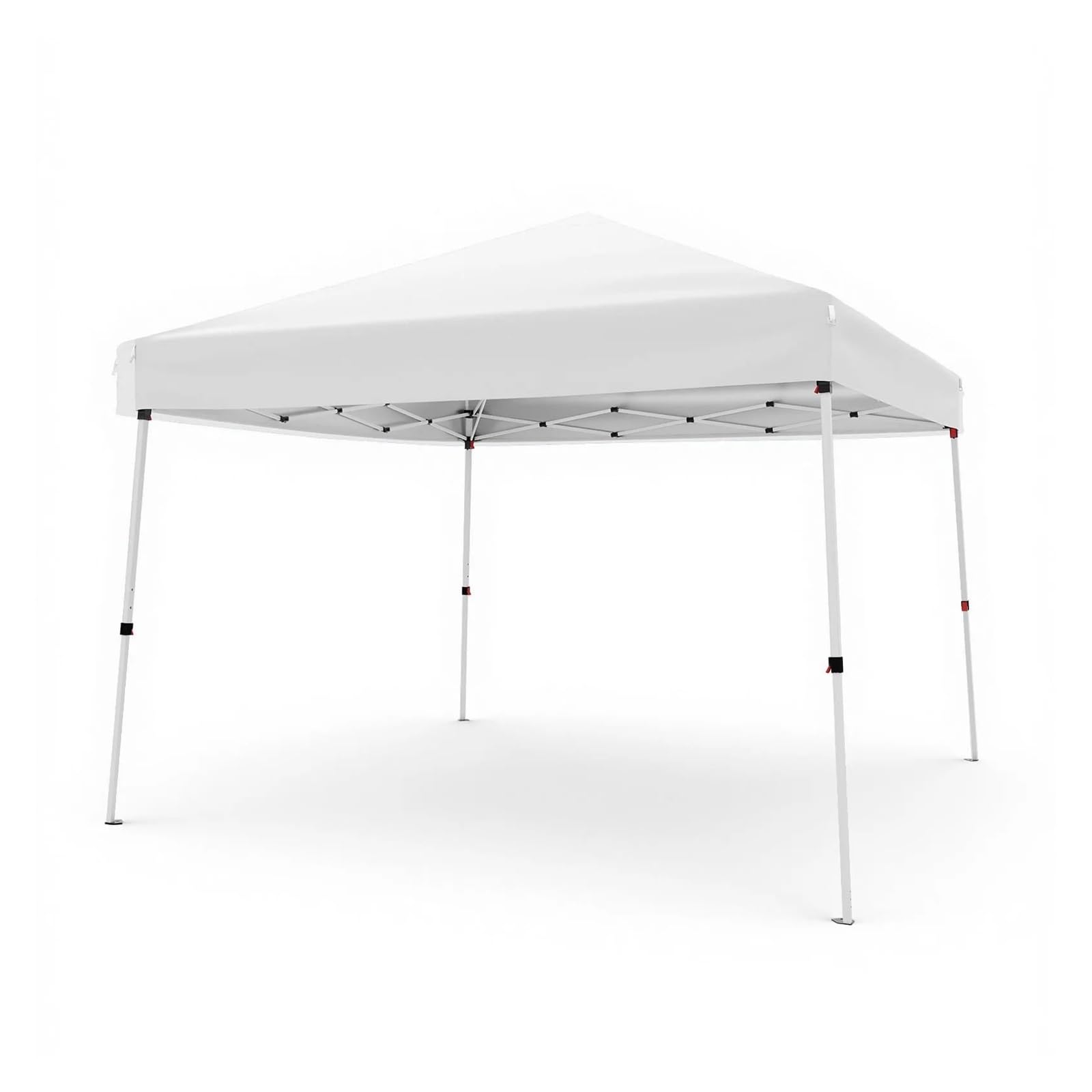 Carpa 10x10 pies con patas inclinadas y toldo blanco de 8x8 para jardin