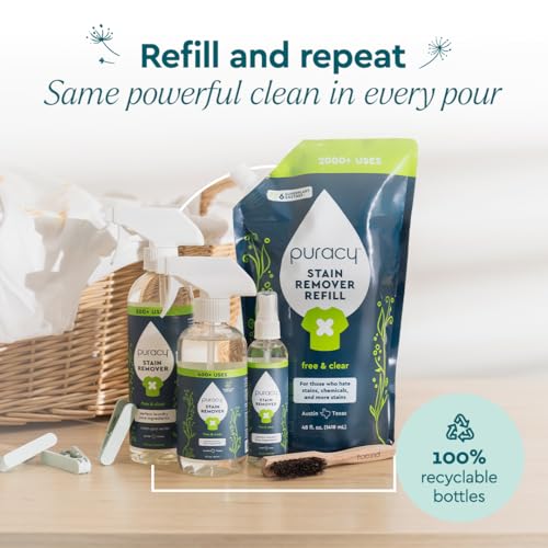 puracy stain remover spray natural travel and laundry stain cleaner for clothes baby amp kids stains oil amp fabric spot cleaner unscented 4 oz