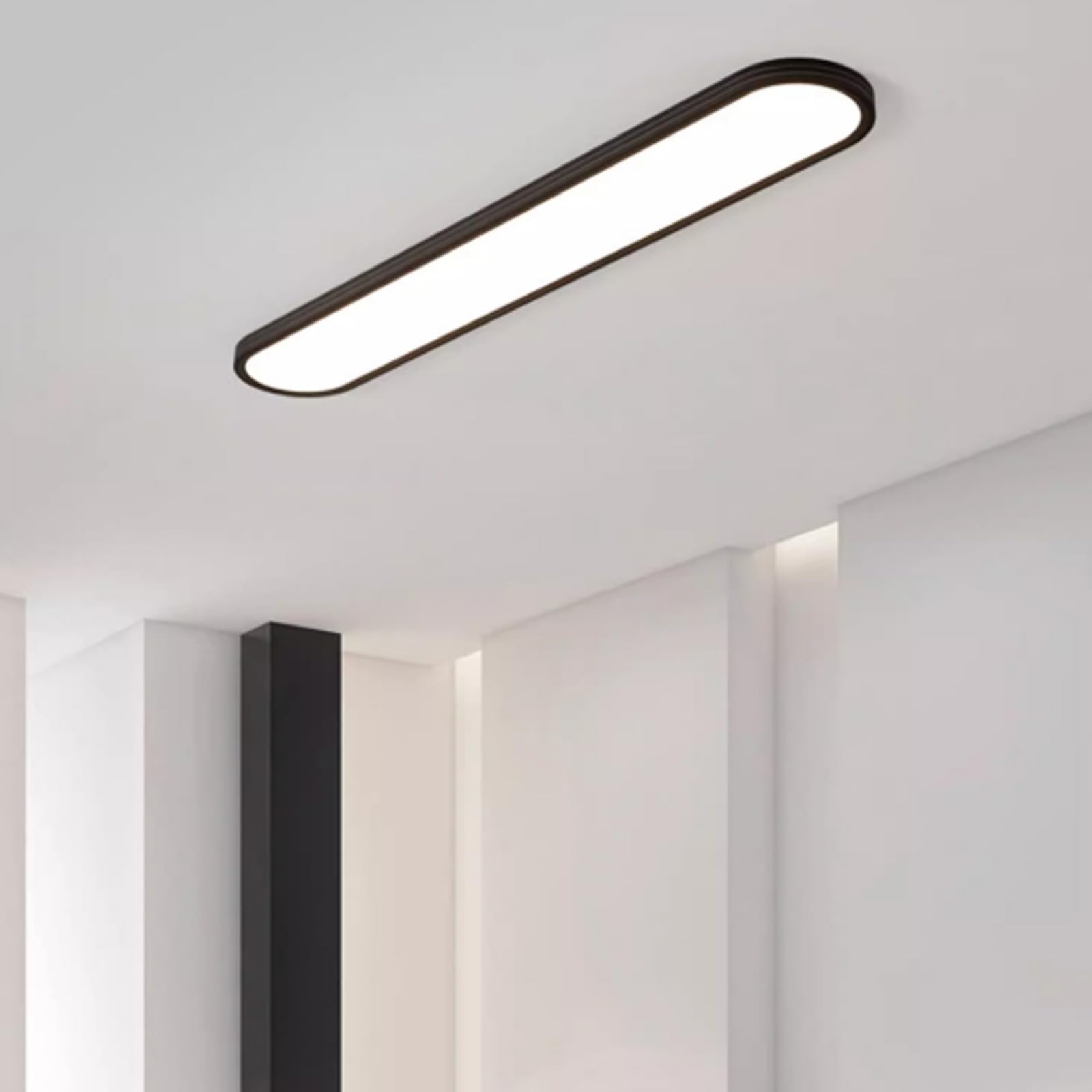 TZSMUM Slim LED Ceiling Light Long Strip Modern Minimalist Ceiling Lamps3000K/4000K/6000K Ceiling Lighting Three Colour Temperatures Ceiling Light Kitchen Home Office Hallway (40cm,Black White Light)
