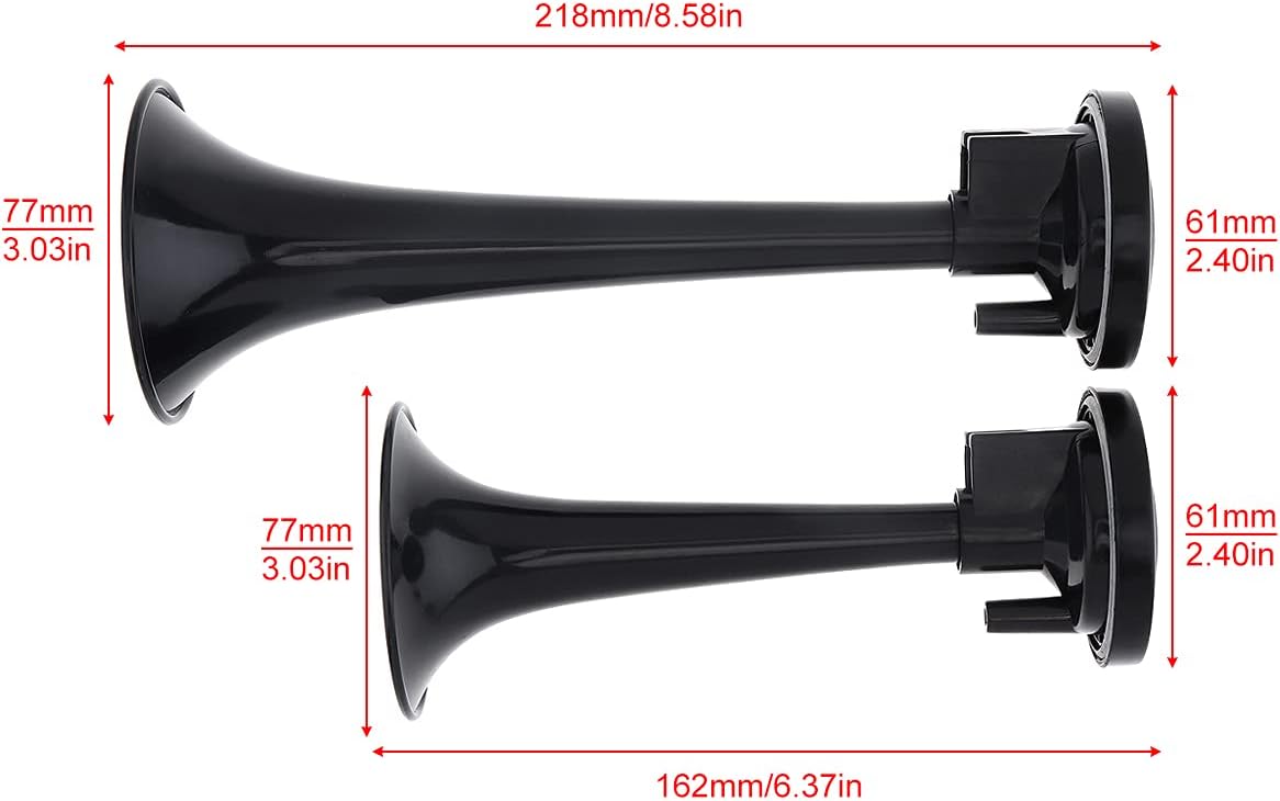 Train Horns for Trucks, 12V 178DB Super Loud Black Horns Dual Trumpet Air Horn Kit with Compressor for Cars, SUVs, Trucks, Boats, Motorcycles, Pickup