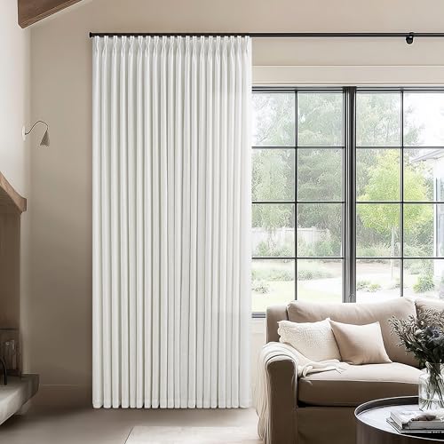 Image of Extra Wide 70 Inch Wide Pinch Pleat Linen Curtains 120 Inches Long Cream