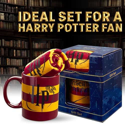 Harry Potter Tasse & Socken Damen Teenager Geschenkset, Keramik Kaffeebecher, Kuschelsocken Größe 35–41, Hogwarts Design… – Ansicht 2
